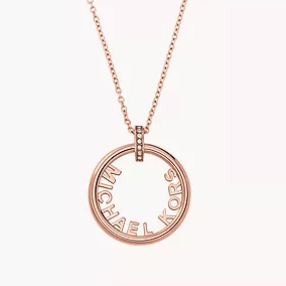 ✅MK Fashion Rose Gold-Tone Pendant Necklace+14k Slider Rose Gold Bracelet Set - Picture 5 of 8